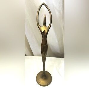 Elegant Vintage Brass Ballerina Figurine - Graceful Dancer Statue 12” Tall